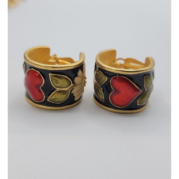 Karl Lagerfeld Tyrolean Clip On Earrings Oversized Signed Clip On Extremely Rare - Picture 10 of 16